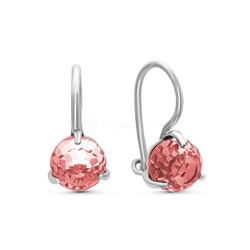 Серьги из серебра с кристаллами Swarovski Светло-розовый родированные