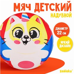 Мяч детский ZABIAKA «Котик», d=22 см, 60 г, цвет красный