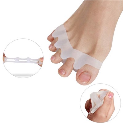 Корректоры-разделители для пальцев ног, 4 разделителя, силиконовые, 8 × 3 см, пара, цвет белый