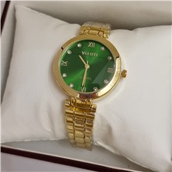 Наручные часы с металлическим браслетом, цвет циферблата зелёный, Ч302450, арт.126.028