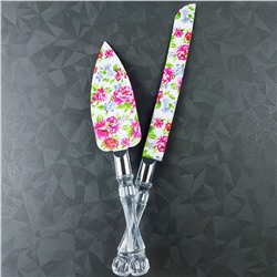 Нож и лопаточка для торта Цветы