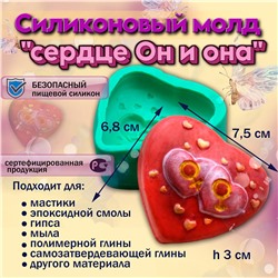 Силиконовый молд сердце Он и она