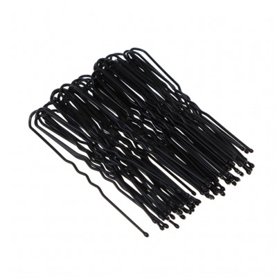 Шпильки для волос 50шт, 6см, металл, черный, ACS-29 ЮНИLOOK