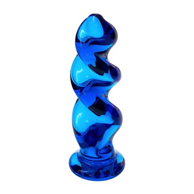 Анальная втулка Sexus Glass, стекло, цвет синий, 12 см, d=3,5 см