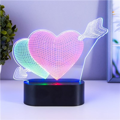 Светильник сенсорный "2 сердца" LED USB (90см) от батареек 3xАА черный 18х5,5х18 см