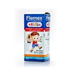 Детская микстура от кашля Flemex со вкусом малины и клубники 60 мл / Flemex Kids Carbocysteine Raspberry & Strawberry Flavoured Syrup 60ml