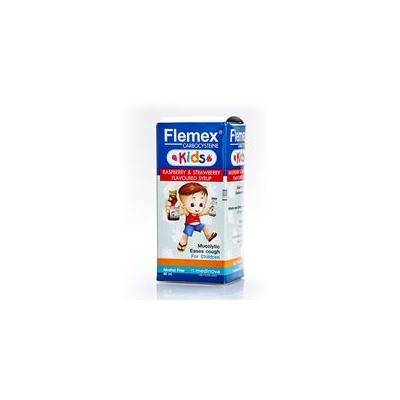 Детская микстура от кашля Flemex со вкусом малины и клубники 60 мл / Flemex Kids Carbocysteine Raspberry & Strawberry Flavoured Syrup 60ml