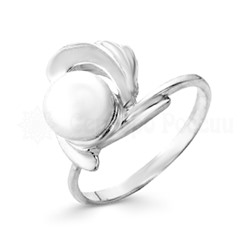 Кольцо из серебра с жемчугом родированное