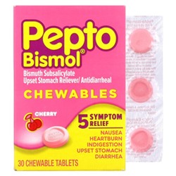 Pepto Bismol Жевательные таблетки от изжоги и расстройства желудка, Вишня - 30 таблеток - Pepto Bismol