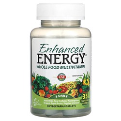 KAL Enhanced Energy, Цельнопищевые мультивитамины, 90 вегетарианских таблеток