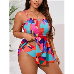 Große Größen Tankini Badeanzug mit Blumen Muster