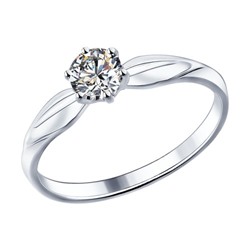 Помолвочное кольцо из серебра с фианитом, 89010016