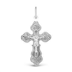 Крест из серебра родированный - 3 см 925 пробы К2-158р