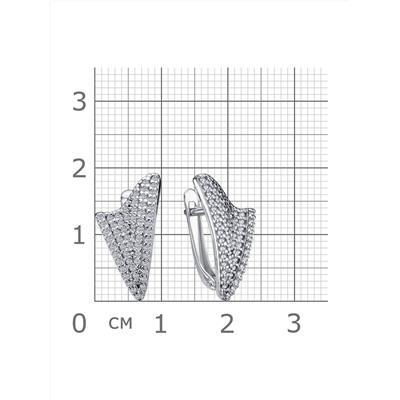 Серьги с фианитом родированные серебро 925*