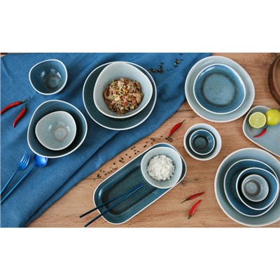 Блюдо фарфоровое для подачи Magistro Ocean, 20×13 см, цвет синий