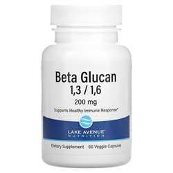 Lake Avenue Nutrition Beta Glucan 1-3, 1-6, 200 mg, 60 Veggie Capsules