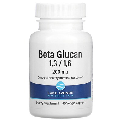 Lake Avenue Nutrition Beta Glucan 1-3, 1-6, 200 mg, 60 Veggie Capsules