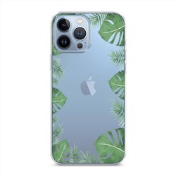 Силиконовый чехол Листья папоротника рамка на iPhone 13 Pro Max