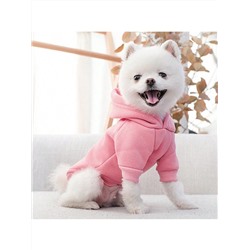 1 Stück Rosa Haustier Hoodie, Solides Farbe Kapuzen Sport Sweatshirt, Taschendetails Kapuzenpullover Einer Soliden Farbe