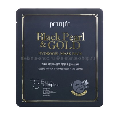 Гидрогелевая маска с коллоидным золотом и чёрным жемчугом Petitfee Black Pearl & Gold Hydrogel Mask Pack (51)