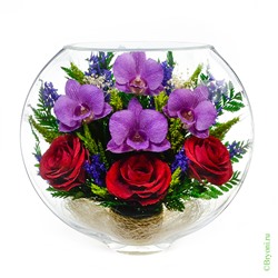 Композиция из роз и орхидей (арт. ESM-02) в подарочной упаковке
