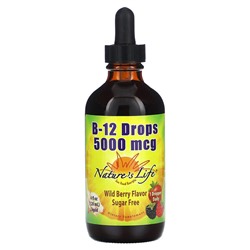 Nature's Life B-12 Drops, Дикая ягода, 5000 мкг, 4 жидких унции (120 мл)