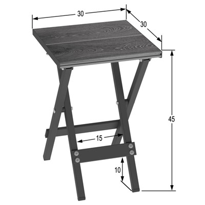 Табурет складной «Лаундж», 300×300×450 мм, цвет ДПК серый / каркас металл чёрный матовый