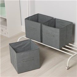 Короба для хранения вещей складные, без крышек, набор из 3 шт, 31×31×31 см, цвет серый