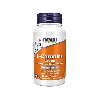 NOW Supplements, L-Carnitine 250 mg, Purest Form, Amino Acid, Fitness Support*, 60 Veg Capsules