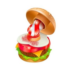 Леденец на палочке с пудрой со вкусом яблока Johny Bee Big Burger Dip & Lick! (бургер пазл) 21 г