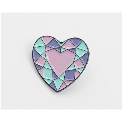 Металлический значок "Алмазное сердце" Ш*В: 2.5*2.5 см