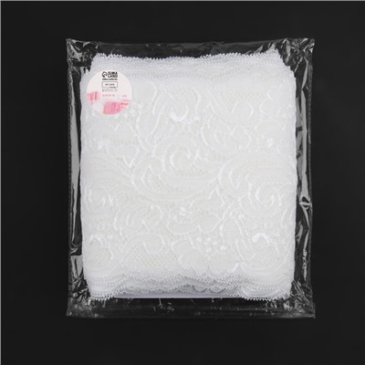 Кружевная эластичная ткань, 175 мм × 23 ± 1 м, цвет белый