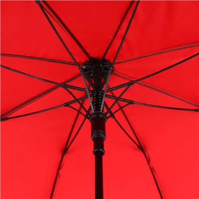 Зонт - трость полуавтоматический «Однотонный», эпонж, двухслойный, 8 спиц, R = 51 см, цвет чёрный/красный