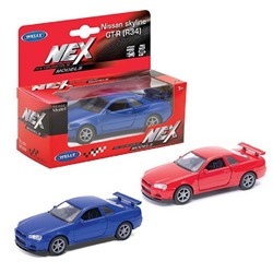 Welly. Машинка 1:38 "Nissan Skyline GT-R R34", металл, пруж. мех., цвет в ассорт. 43798W