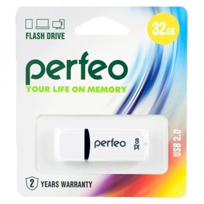 32Gb Perfeo C02 White USB 2.0 (PF-C02W032)