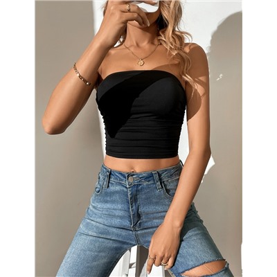 SHEIN Tall Crop Tube Top mit Rüschen