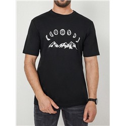 Мужская футболка Cottnline с узором «Горы и Луна»,