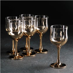 Набор бокалов для вина «Поло», 250 мл, 6 шт, цвет золотой
