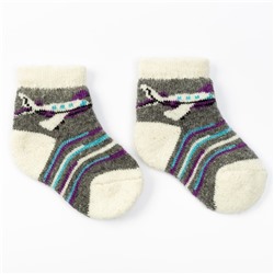 Носки детские шерстяные «Самолётик», цвет серый, размер 14