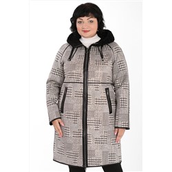 Пальто женское двухстороннее с капюшоном на молнии plus size