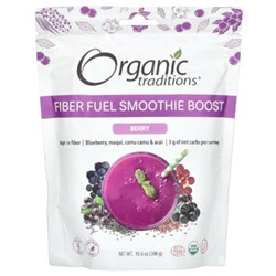 Organic Traditions Fiber Fuel Smoothie Boost, ягоды, 10,6 унции (300 г)