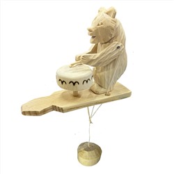 Богородская игрушка "Медведь с барабаном" арт.8724 (РНИ)