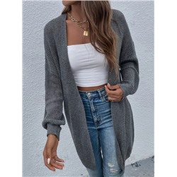 SHEIN LUNE Cardigan mit offener Front und Rippenstrick