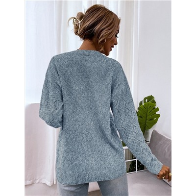 Pullover mit Drop Shoulder Pointelle Strick