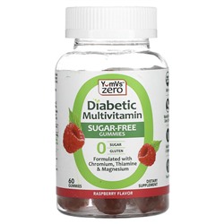 Yum V's Мультивитамины для диабетиков, без сахара, малина, 60 жевательных конфет