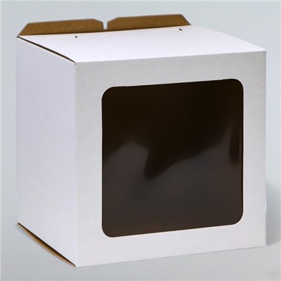 Коробка под торт, с окном, без ручек, белая, 24 х 24 х 22 см