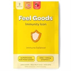 Feel Goods Immunity Icon - Vitamin C and Zinc Powder Packets, Immune Support Drink Mix, Natural Energy, Sugar Free, Organic Fruits, 0.3 Ounce Packets - Peach Lemonade, Wild Berry - 1 Count (Pack of 2)