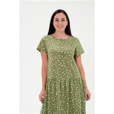 Платье женское из кулирки Кармелита горох зеленый