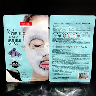 Кислородная маска Purederm Deep Purifying Black O2 Bubble Mask Charcoal (78)