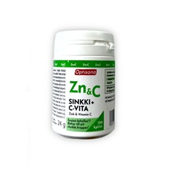Таблетки содержащие цинк и витамин С "OPTISANA" SINKKI + C-VITAMIINI 120 табл.